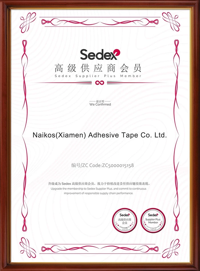 Sedex Supplier Plus Member Certificate